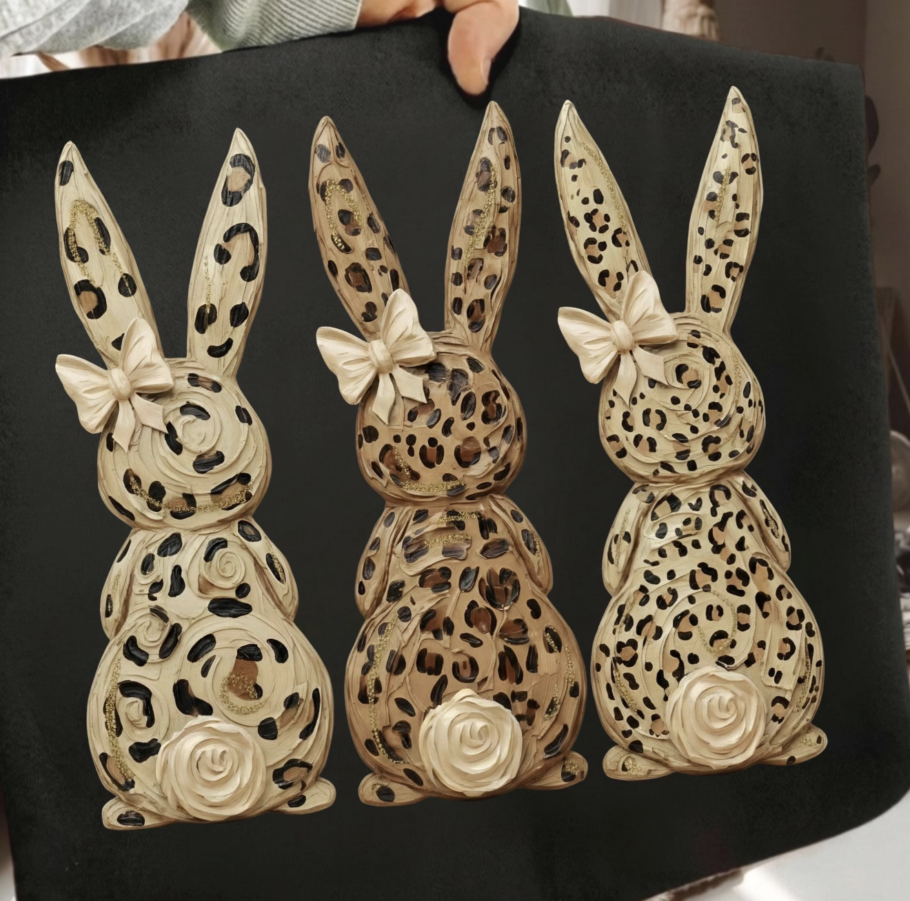 Leopard hand painted bunnies
