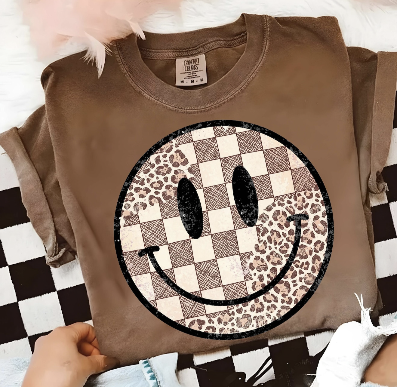 Retro Leopard Checkered Smiley