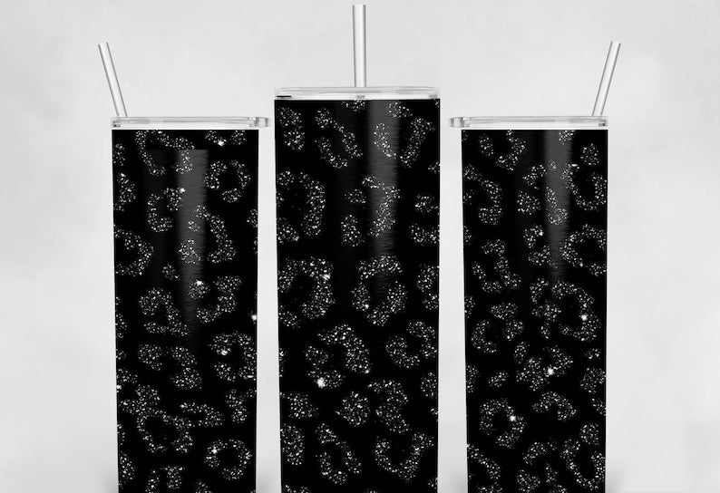 Black leopard glitter