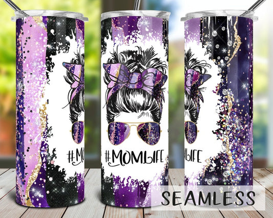 Mom life purple glitter