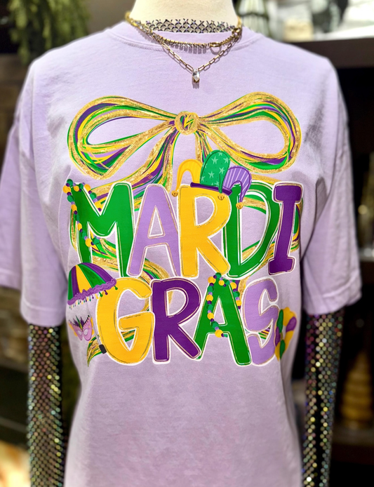Mardi Gras Painted Bow