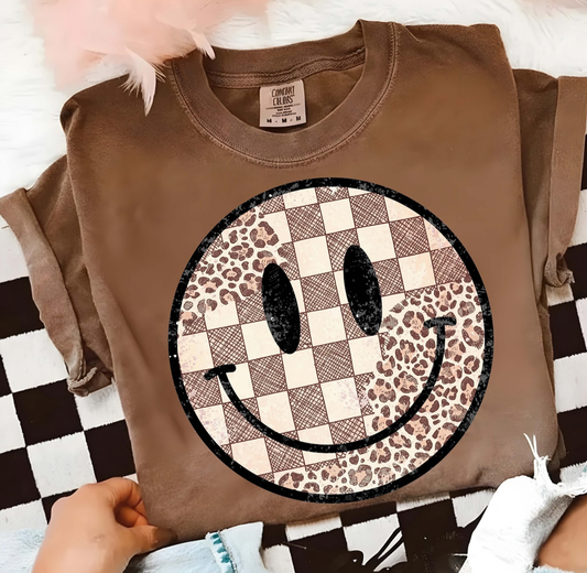 Retro Leopard Checkered Smiley