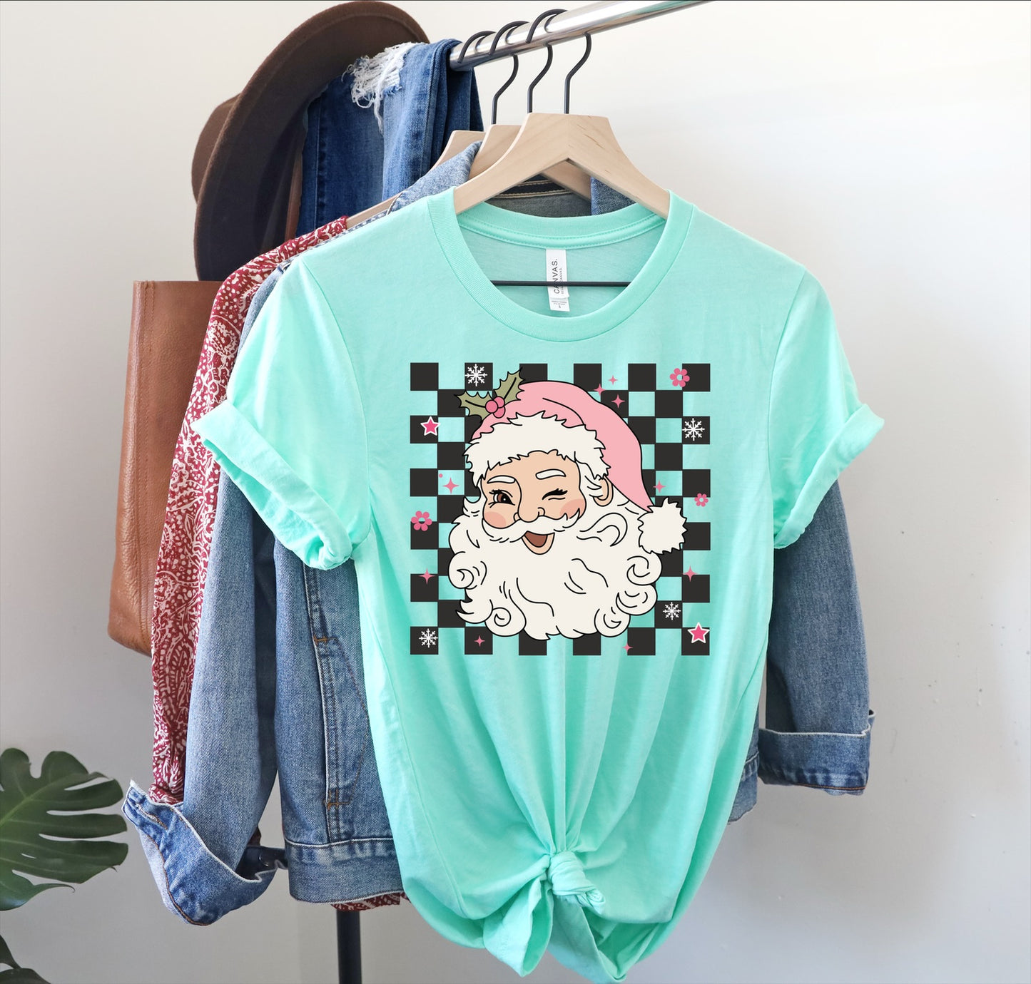 Retro checkered Santa