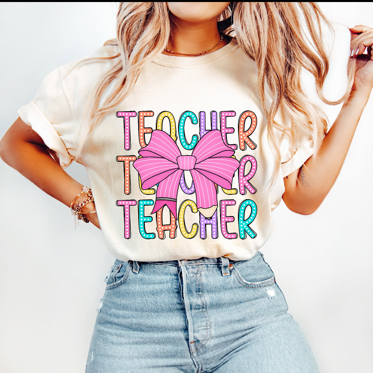 Teacher pink bow